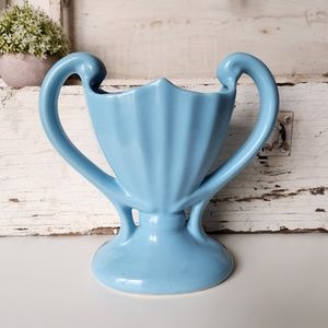 Camark Pottery 404 Blue Double Handle Trophy Vase- 1930s Retro Pottery- Art Deco